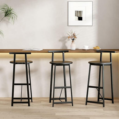Kitchen Island Bar Chairs Set of 3 Metal Counter Barstools with Backrest for Dining Pub Room,for Living Room