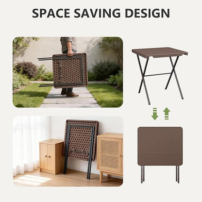 Folding Table 2 Pack, Portable Square Foldable Table No Assembly, Heavy Duty Steel Frame Indoor Outdoor Camping Patio Table, Picnic Card Table for Backyard, RV, Small Spaces