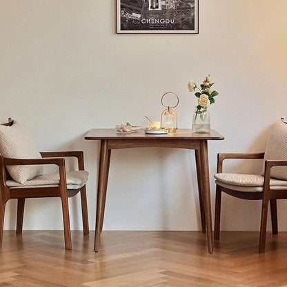 Square Dining Table, Solid Wood Kitchen Table, Mid-Century Modern Kitchen Island Tables for Small Space with Oak Finish, 35.4”D x 35.4" W x 29.5" H, Walnut