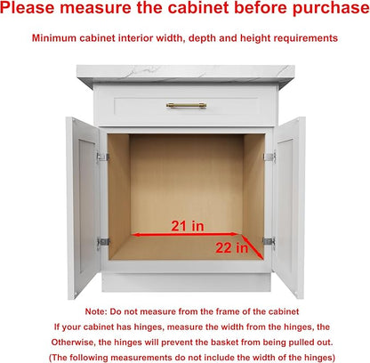 Sikarou Wood Pull Out Cabinet Organizer 20" W x 21" D, Heavy-Duty Sliding Drawers for Inside Cabinets Storage and Organization for Kitchen, Pantry, Bathroom