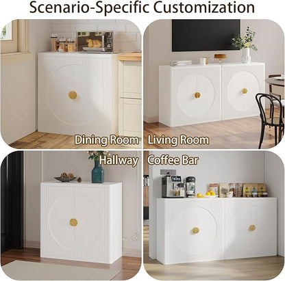 Modern Kitchen Sideboard with Storage, 31.5" Buffet Cabinet with 3 Adjustable Shelves and 2 Doors for Dining Room, Living Room, Hallway & Coffee Bar (White)