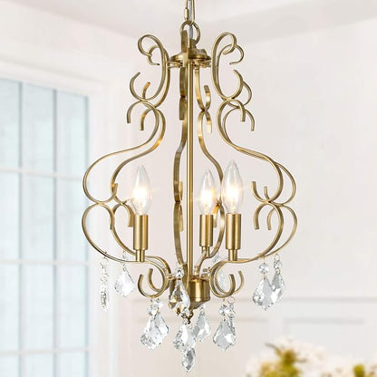 KSANA Crystal Chandelier, Chandelier Light Fixture with K9 Crystal, Modern Pendant Lighting for Kitchen Island, Dining Room and Bedroom, 13’’ D x 18’’ H
