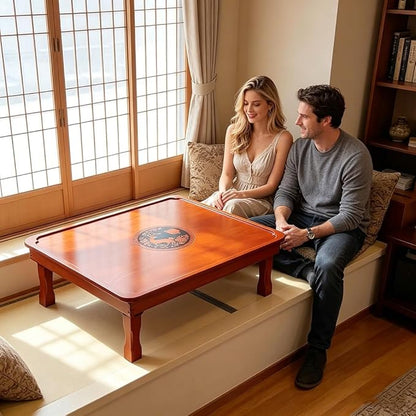 SH-tables Folding Coffee Table, Japanese-Style Square Low Wood Table, for Tatami Sitting on The Floor Bedroom Bay Window Tea Room (Size : 60×40×25cm)