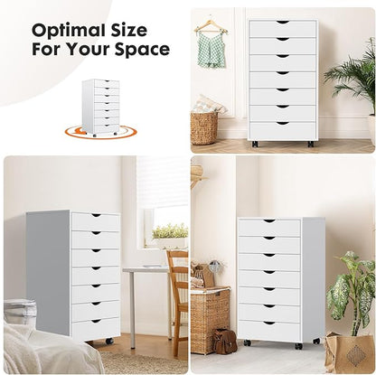 OLIXIS File Cabinet with 7 Drawers Rolling Filing Cabinets Under Desk Storage Printer Stand with Wheels,Mobile File Cabinet for Home Office