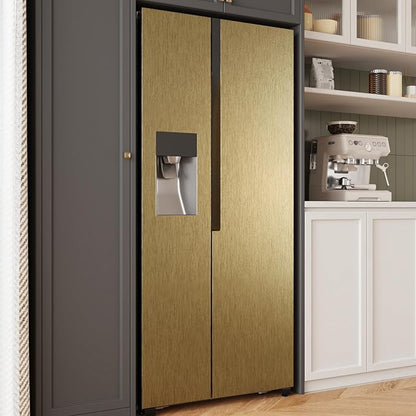 CRE8TIVE Brass Gold Stainless Steel Contact Paper for Appliances Brushed Metallic Gold Peel and Stick Wallpaper 12"x80" Waterproof Heat Resistant Vinyl Film for Kitchen Dishwasher Fridge Oven Covers