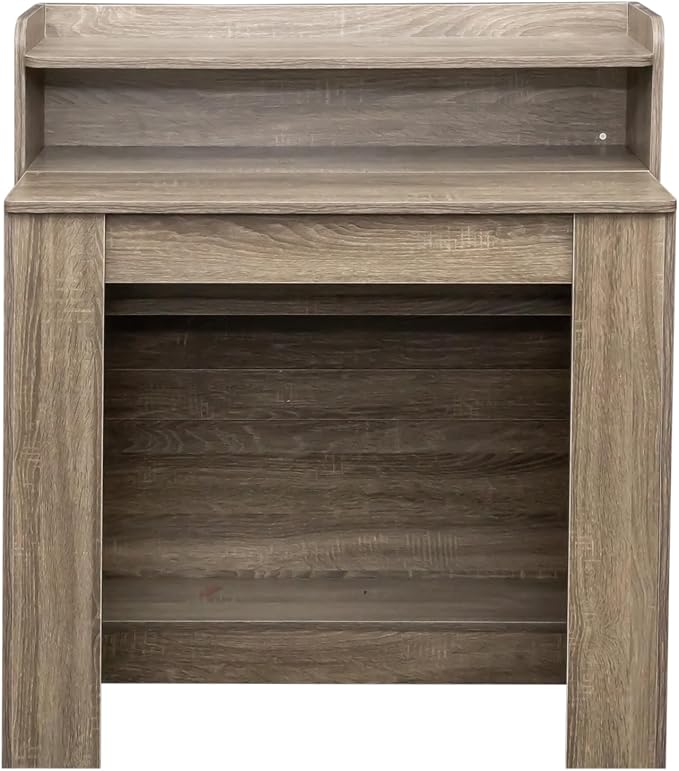 Pvillez Extendable Dining Table with Storage, 98" Modern Rectangular Table for 6-10 People (Barnwood)