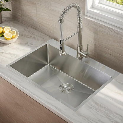 Comllen 33 x 22 inch Drop in Kitchen Sink, 33 inch Topmount Stainless Steel Sink, 18 Gauge T304 Single Bowl Kitchen With Strainer