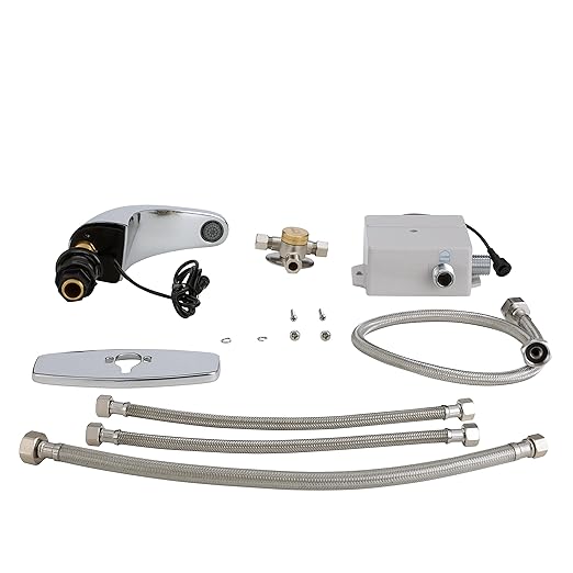 Zurn Z6936-CP4-L-MV-SH AquaSense Sensor Faucet, Single Hole, 4" Cover Plate, 1.0 GPM Aerator, Mixing Valve, Supply Hoses, Chrome