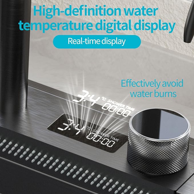 Smart Waterfall Kitchen Sink 29.5 Inch, Black Stainless Steel Workstation Sink with Digital Display Faucet, Drop In Single Bowl Kitchen Sink with Accessories, Modern Deep Kitchen Sink