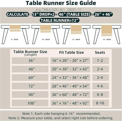 FEXIA Boho Table Runner for Thanksgiving Home Decor with Tassels 36 Inches Long Farmhouse Rustic Table Runner Cream & Brown Macrame for Boho Dining Bedroom Decor Rustic Bridal Shower (12x36 Inches)