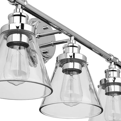 Globe Electric 51445 Parker 3-Light Vanity Light, Chrome, Clear Glass Shades, Bulb Not Included