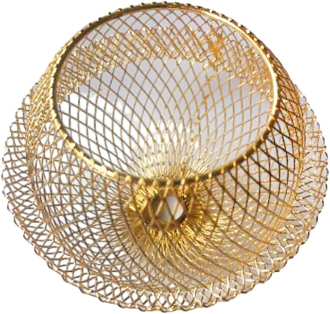Iron Wire Lampshade Pendant Light Lamp Cover Hanging Light Fixture Retro Style Chandelier Shade Mesh Lamp Shade for Cafe Bar Home Decoration, Gold