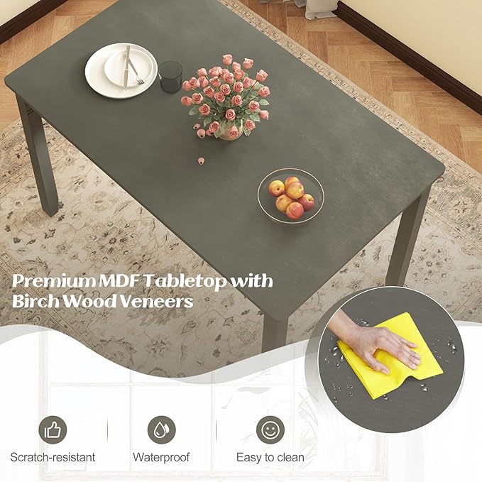 Giantex Dining Table for 4 People, 48” x 29” Kitchen Table with Wood Legs, Rectangular Dinner Tables for Small Space, Apartment, Living Room, Dinette, Load 330 Lbs, Dining Room, Grey