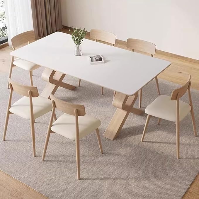ULTRAWAVE Dining Table Nordic Restaurant Island Table Solid Wood Rectangular Dining Table Home Office Desk Kitchen Tables