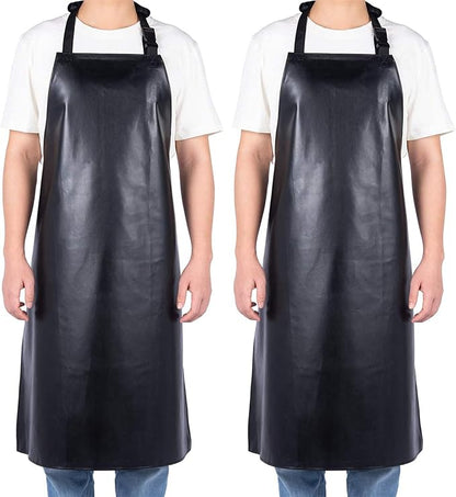 Homsolver 2 Pack Waterproof Rubber Aprons, Heavy Duty Butcher for Men, Chemical Vinyl Plastic Aprons for Dishwashing