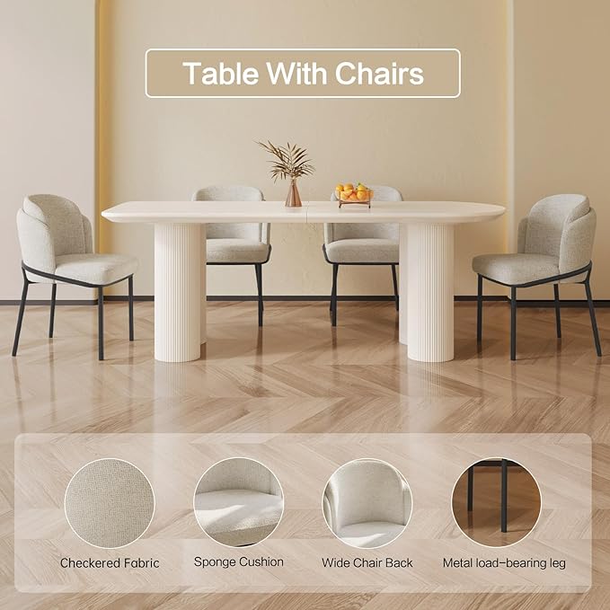 Dining Table Set for 8, Modern Kitchen Table with 8 Chairs, Dining Room Table Set for Kitchen,Dining Room,Home & Office (70.86" White Table with 8 Chairs)
