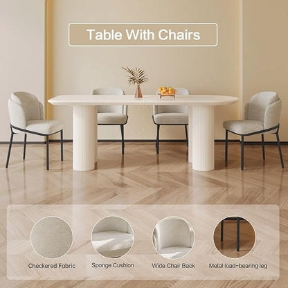 Dining Table Set for 8, Modern Kitchen Table with 8 Chairs, Dining Room Table Set for Kitchen,Dining Room,Home & Office (70.86" White Table with 8 Chairs)