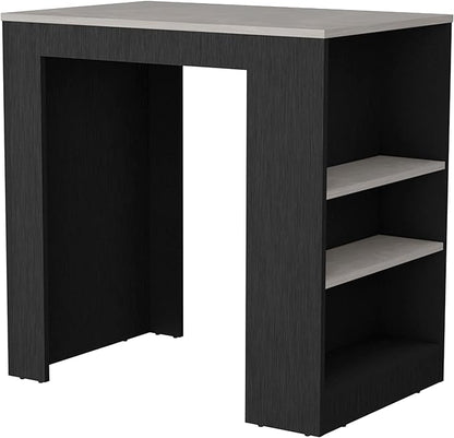 36" Sturdy 3-Side Shelves Bar Counter Height Table, Dinner Table with Modern Design, Bistro Pub Tables for Kitchen and Small Dining Spaces, Black + Gray