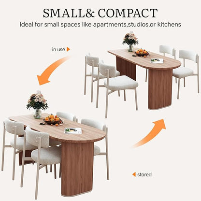 Dining Chair Set of 6 Upholstered Chairs for Kitchen Dining Room Mid Century Modern Table Chairs for Waiting Living Room, White