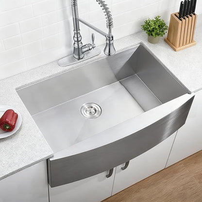 SHACO 33 Inch Stainless Steel Farmhouse Sink, 33x21 Apron Front Farm Sink, 9 Inch Deep 16 gauge Commercial Single Bowl Kitchen Sink