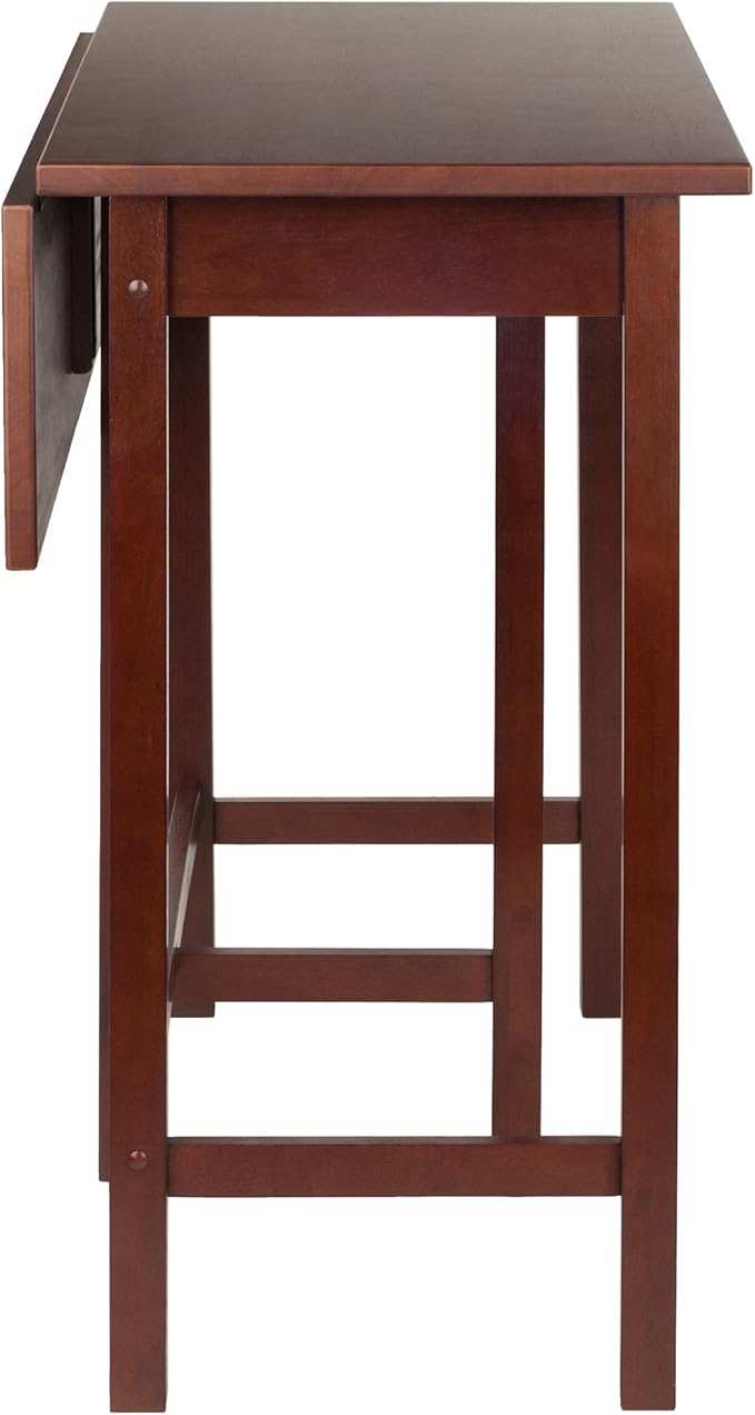 Casafoyer Lynnwood Drop Leaf Island Table with Counter Stools, Walnut