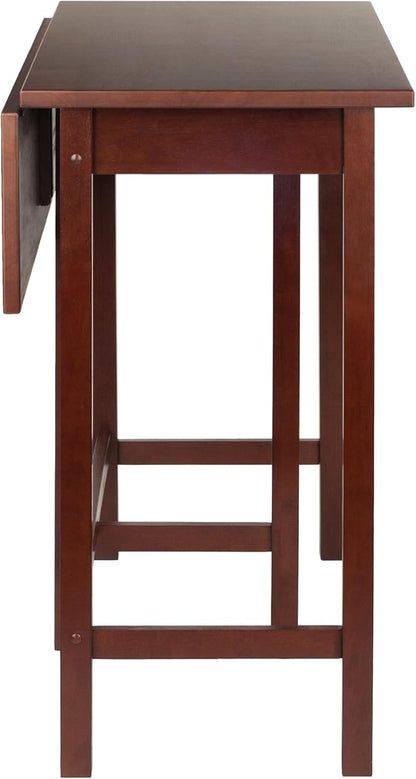 Casafoyer Lynnwood Drop Leaf Island Table with Counter Stools, Walnut