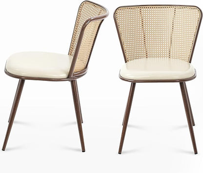 soges 18.9 Inches Dining Chairs Set of 2 Comfortable Upholstered Side Seating Armless with PU Leather Cushion and Back Support, Ideal for Kitchen, Dining, and Living Room Islands, Beige