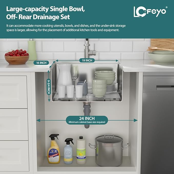 21"x18" Undermount Bar Sink, 16 Gauge Stainless Steel, Single Bowl, Under Counter, Deep Kitchen Bar Prep Sink Basin