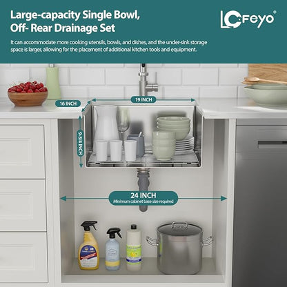 21"x18" Undermount Bar Sink, 16 Gauge Stainless Steel, Single Bowl, Under Counter, Deep Kitchen Bar Prep Sink Basin