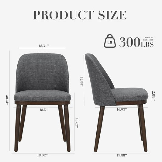 COLAMY Upholstered Dining Chairs Set of 2, Modern Kitchen Chairs with Back, Leather Side Dining Room Chairs with Wood Legs for Kitchen Dining Room Restaurant,Light Grey