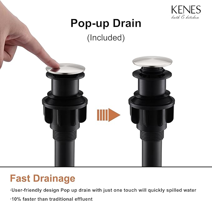 KENES Brushed Nickel Vessel Sink Facuet Single Handle Tall Bathroom Sink Faucet Vanity Bathroom Faucet Basin Mixer Tap with Water Supply Hose and Pop Up Sink Drain, LJ-9031A