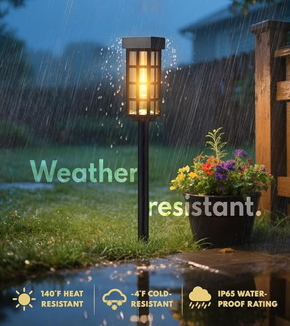 PASAMIC Solar Pathway Lights Outdoor, 24 Inch Tall Solar Landscape Lights, IP65 Waterproof Outdoor Lights, Warm White LED Solar Garden Lights for Yard Patio Lawn Driveway Walkway Path Lighting