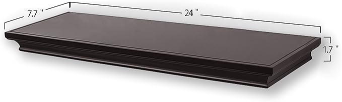 AHDECOR Floating Shelves Wall Mounted, Deeper Wall Storage Shelf for Home Décor, Super Sturdy, Easy to Install, 24” Wide, 7.75” Deep, Espresso Brown
