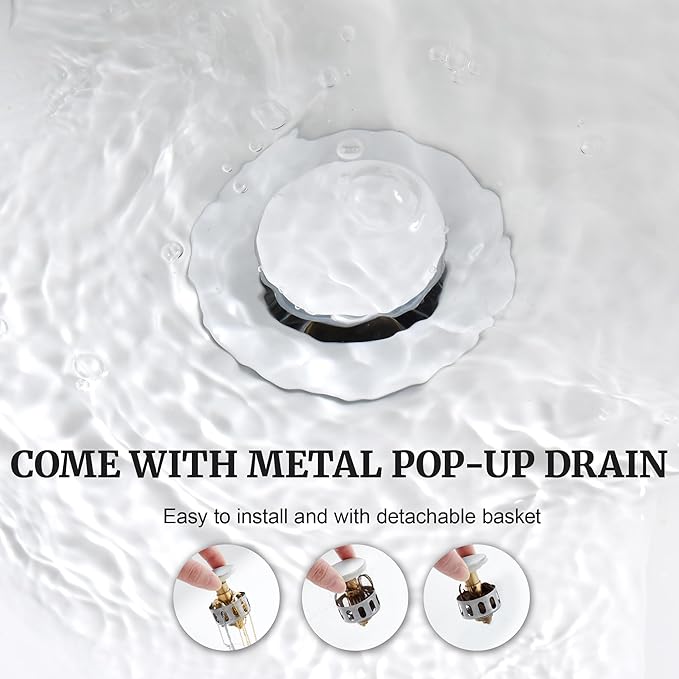 Ultimate Unicorn 8 inch Bathroom Faucet White, Waterfall Bathroom Sink Faucet with Metal Pop-up Drain Stopper and 2 Supply Hoses,2 Handle Widespread Faucets for Vanity Sink 3 Holes