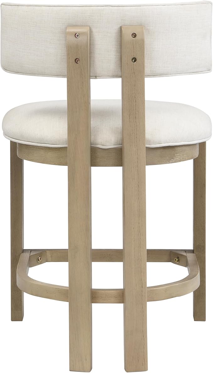 Christopher Knight Home Minso Bar Table and Chairs Set of 2, 3 Piece Bar Table Set with Upholstered Counter Stool, Rubberwood Counter Height Dining Set for 2, Light Ash+Beige
