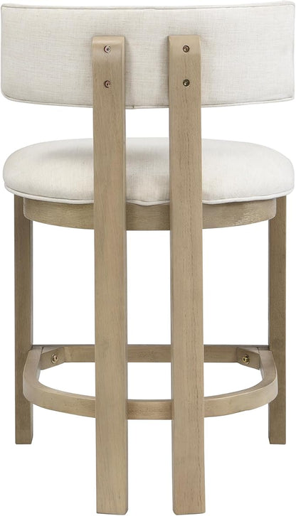 Christopher Knight Home Minso Bar Table and Chairs Set of 2, 3 Piece Bar Table Set with Upholstered Counter Stool, Rubberwood Counter Height Dining Set for 2, Light Ash+Beige