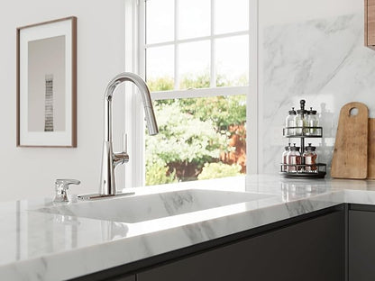 Pfister Tasso Kitchen Faucet with Pull Down Sprayer and Soap Dispenser, Single Handle, High Arc, NSF Certified, Polished Chrome Finish, F5297TSOC