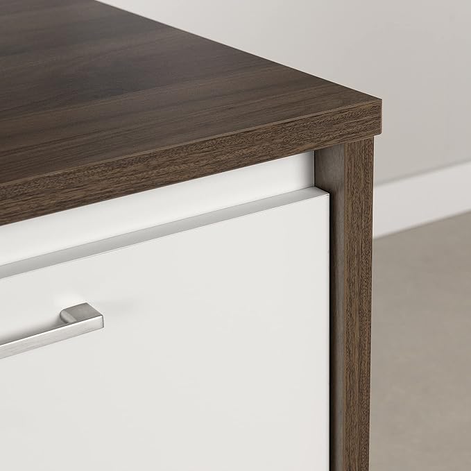 South Shore Kitchen Island, Natural Walnut and White