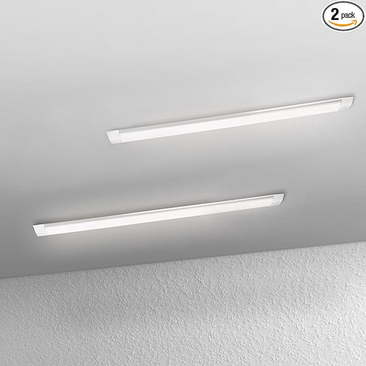 2-Pack 4FT LED Batten, Close to Ceiling Light fixtures, 40W, Ultra-Thin Day Light, 4000K, IP20, LED Ceiling Light for Garage, Stores, Warehouse, Office, Corridor, supermarkets, etc.