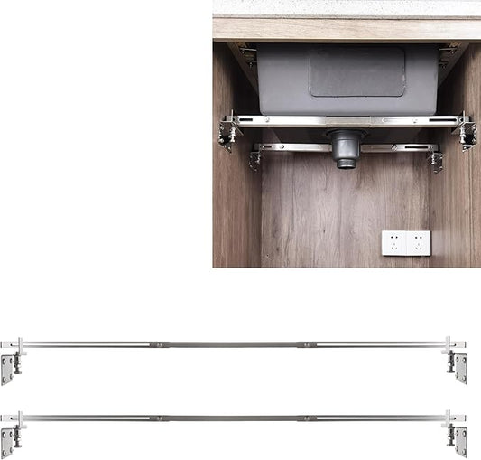 CPT-4 Undermount Sink Supports Brackets Adjustable Stainless Steel Installation Kit for Heavy Duty Undermount Kitchen Sink (47-63 inches（119-160cm）)
