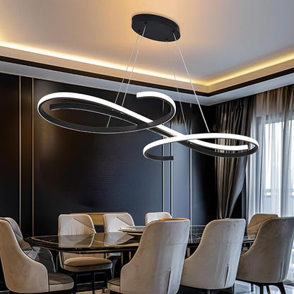 Kitchen Island Lighting, 3-Color LED Dining Room Light Fixture, 47.24" Adjustable Height Led Pendant Lighting for Kitchen Island, Black Chandeliers for Dining Room