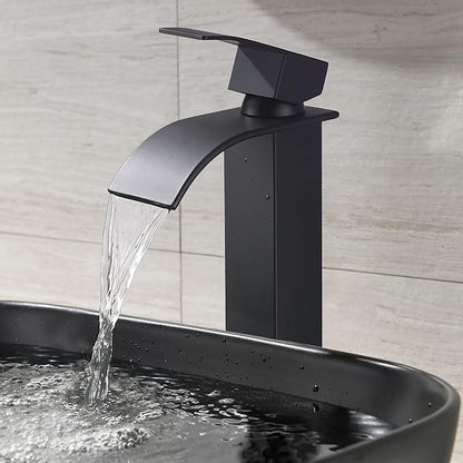 Black Vessel Sink Rectangle, 18"x13" Above Counter Porcelain Ceramic Bathroom Vessel Sink With Faucet and Drain Combo