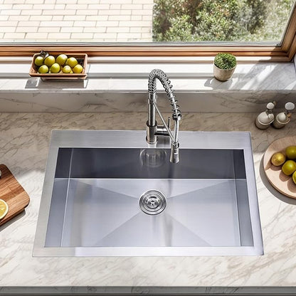VAPSINT 22x18 Inch Drop In Kitchen Sink, 22 Inch 16 Gauge T304 Stainless Steel Topmount Small Kitchen Bar Sink, Handmade Single Bowl Outdoor RV Laundry Utility Prep Sink with Basket Strainer