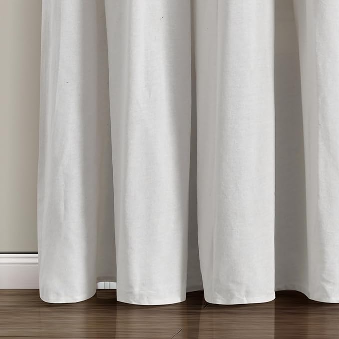 Lush Decor Linen Button Window Curtain Panel, Single, 100" W x 84" L, Navy & White - Country Curtains - Rustic Decor - Color Block Modern Farmhouse Curtains For Living Room, Bedroom & Dining Room