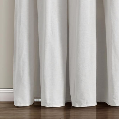 Lush Decor Linen Button Window Curtain Panel, Single, 100" W x 84" L, Navy & White - Country Curtains - Rustic Decor - Color Block Modern Farmhouse Curtains For Living Room, Bedroom & Dining Room