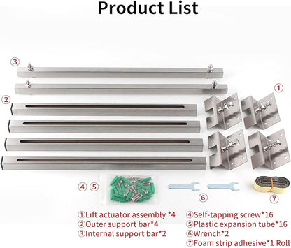CPT-4 Undermount Sink Supports Brackets Adjustable Stainless Steel Installation Kit for Heavy Duty Undermount Kitchen Sink (36-51 inches（91-130cm）)