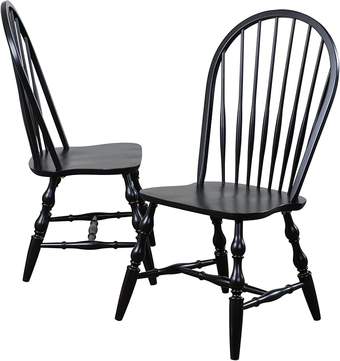 Sunset Trading Windsor Dining Chair Set, 41", Antique Black