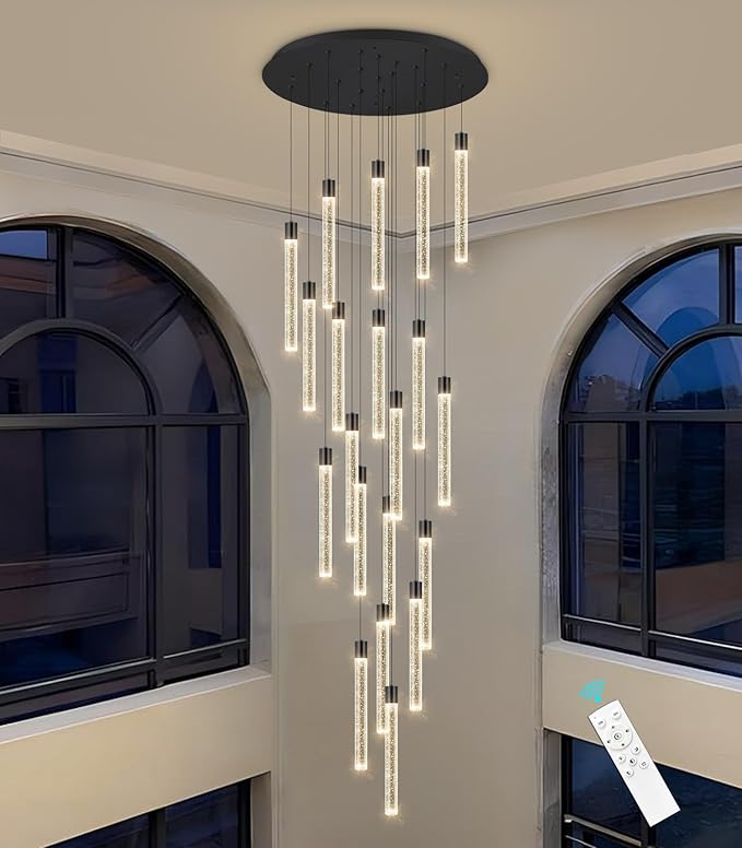 Long Large Modern Led Crystal Chandeliers Modern Spiral Chandeliers High Ceilings Chandelier for Staircase Foyer