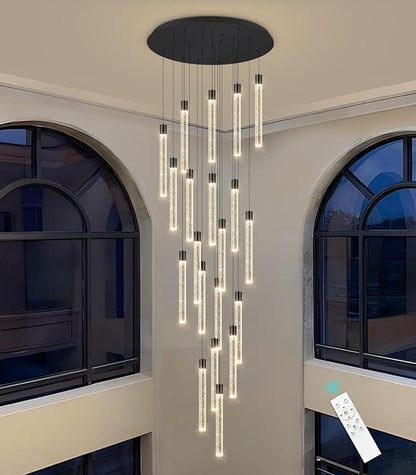 Long Large Modern Led Crystal Chandeliers Modern Spiral Chandeliers High Ceilings Chandelier for Staircase Foyer