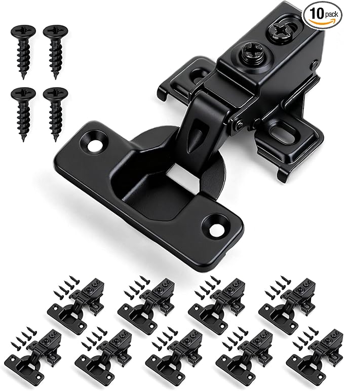 Mousike 10 Pack (5 Pair) Soft Close Cabinet Hinges, 1/2 Overlay Soft Close Hinges for Kitchen Cabinet, Stainless Steel, Built-in Damper, 100 Degree Opening Angle, 6 Way Adjustment